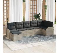 vidaXL Set di divani 7 pz Grigio chiaro polyrattan
