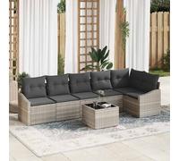 vidaXL Set di divani 7 pz Grigio chiaro polyrattan
