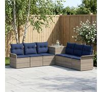 vidaXL Set di divani 7 pz Grigio e Blu Navy Rattan sintetico e Acciaio