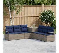 vidaXL Set di divani 7 pz Grigio e Blu Navy Rattan sintetico e Acciaio