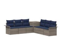 vidaXL Set di divani 7 pz Grigio e Blu Navy Rattan sintetico e Acciaio