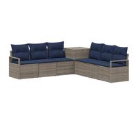 vidaXL Set di divani 7 pz Grigio e Blu Navy Rattan sintetico e Acciaio