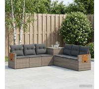 vidaXL Bankstel 7 st Grijs en Donkergrijs Poly Rattan en Staal