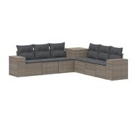 vidaXL Bankstel 7 st Grijs en Donkergrijs Poly Rattan en Staal