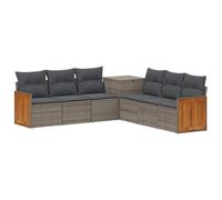 vidaXL Bankstel 7 st Grijs en Donkergrijs Poly Rattan en Staal