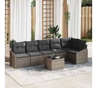 vidaXL Set di divani 7 pz Grigio polyrattan