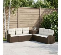 vidaXL Set di divani 7 pz Marrone e Bianco Crema