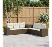 vidaXL Set di divani 7 pcs Marrone e Bianco Crema, Set Lounge Giardino Moderno, Divano Esterno Resistente, Opzioni Modulari e Flessibili Per il Tuo Patio
