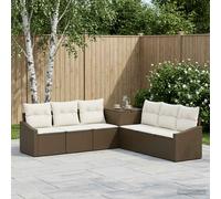 vidaXL Set di divani 7 pz Marrone e Bianco Crema