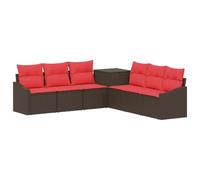 vidaXL Set di divani 7 pz Marrone e Rosso Rattan sintetico e Acciaio