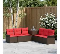 vidaXL Set di divani 7 pz Marrone e Rosso Rattan sintetico e Acciaio