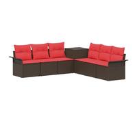 vidaXL Set di divani 7 pz Marrone e Rosso Rattan sintetico e Acciaio
