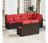 vidaXL Set di divani 7 pz Marrone polyrattan