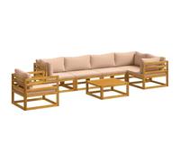 vidaXL Set di divani 7 pz Naturale Legno di Acacia Massello