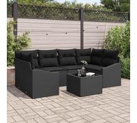 vidaXL Set di divani 7 pz Nero 234 x 123,5 x 85 cm polyrattan