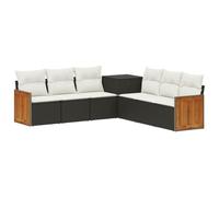 vidaXL Bankstel 7 st Zwart en Cream Wit Poly Rattan en Staal