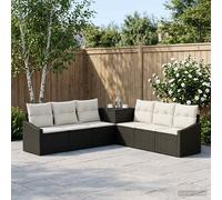 vidaXL Set di divani 7 pz Nero e Bianco Crema