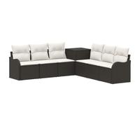 vidaXL Set di divani 7 pz Nero e Bianco Crema
