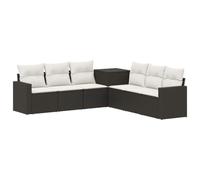 vidaXL Set di divani 7 pcs Nero e Bianco Crema, Set Giardino Moderno, Divano Esterno, Mobili in Rattan Resistenti, Design Modulare per Relax e Divertimento
