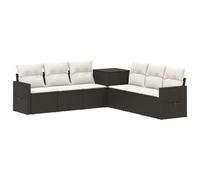 vidaXL Bankstel 7 st Zwart en Cream Wit Poly Rattan en Staal