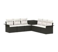 vidaXL Set di divani 7 pz Nero e Bianco Crema