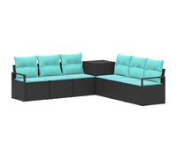 vidaXL Set di divani 7 pz Nero e Blu Rattan sintetico e Acciaio