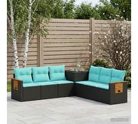 vidaXL Set di divani 7 pcs Nero e Blu Rattan sintetico e Acciaio, Giardino, Set Moderno di Divani, Resistente alle Intemperie, Comodo Lounge, Design Modulare, Mobili Patio Duraturi