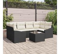 vidaXL Set di divani 7 pz Nero e Crema 234 x 123,5 x 85 cm polyrattan