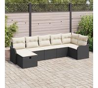 vidaXL Set di divani 7 pz Nero e Crema polyrattan