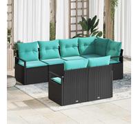 vidaXL Set di divani 7 pz Nero polyrattan