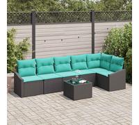 vidaXL Set di divani con cuscino 7 pcs Nero polyrattan, Giardino e terrazzo, divano modulare trendy, resistente al sole, salottino outdoor, tavolo regolabile, seduta patio