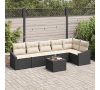 vidaXL Set di divani 7 pz Nero polyrattan