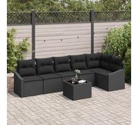 vidaXL Set di divani 7 pz Nero polyrattan