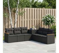 vidaXL Set di divani 7 pcs Nero Rattan sintetico e Acciaio, Set Divano Giardino Moderno, Resistente alle Intemperie, Design Modulare per Patios o Giardini, Layout Flessibile