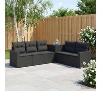 vidaXL Bankstel 7 st Zwart Poly Rattan en Staal