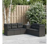 vidaXL Bankstel 7 st Zwart Poly Rattan en Staal