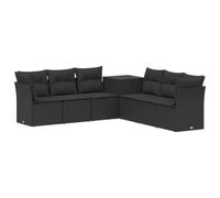 vidaXL Bankstel 7 st Zwart Poly Rattan en Staal