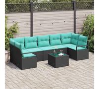 vidaXL Set di divani 8 pcs Nero e Turchese polyrattan