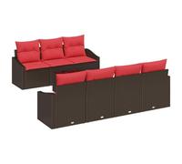 vidaXL Set di divani 8 pz 3-Numero di posti Marrone e Rosso polyrattan | Puoi sistemarlo come vuoi per adattarlo meglio allo spazio, Rimane sempre bello anche all'esterno