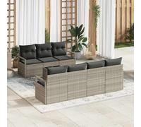 vidaXL Set di divani 8 pz 7-Numero di posti Grigio chiaro polyrattan