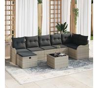 vidaXL Set di divani 8 pz 7-Numero di posti Grigio chiaro polyrattan