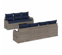 vidaXL Set di divani 8 pz 7-Numero di posti Grigio polyrattan | Materiali che resistono ai raggi UV, non si scolorano, Spazio per 6 persone pronte a rilassarsi