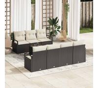 vidaXL Set di divani 8 pz 7-Numero di posti Nero e Crema polyrattan