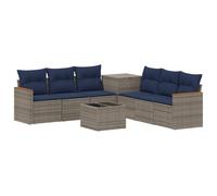 vidaXL Set di divani 8 pz Grigio e Blu Navy Rattan sintetico e Acciaio