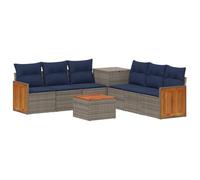 vidaXL Set di divani 8 pz Grigio e Blu Navy Rattan sintetico e Acciaio