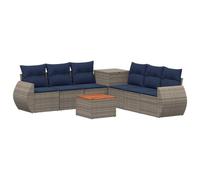 vidaXL Set di divani 8 pz Grigio e Blu Navy Rattan sintetico e Acciaio