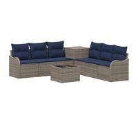 vidaXL Set di divani 8 pz Grigio e Blu Navy Rattan sintetico e Acciaio