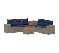 vidaXL Set di divani 8 pz Grigio e Blu Navy Rattan sintetico e Acciaio