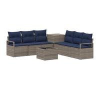 vidaXL Set di divani 8 pz Grigio e Blu Navy Rattan sintetico e Acciaio