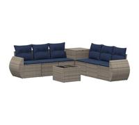 vidaXL Set di divani 8 pz Grigio e Blu Navy Rattan sintetico e Acciaio